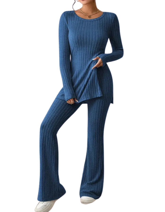 SHOPIQAT Women's Casual Slim Side Slit Knitted Two-Piece Set - Premium  from shopiqat - Just $11.250! Shop now at shopiqat