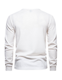 SHOPIQAT Men's Four Button Waffle Henley Neck Long Sleeve T-Shirt - Premium  from shopiqat - Just $8.550! Shop now at shopiqat