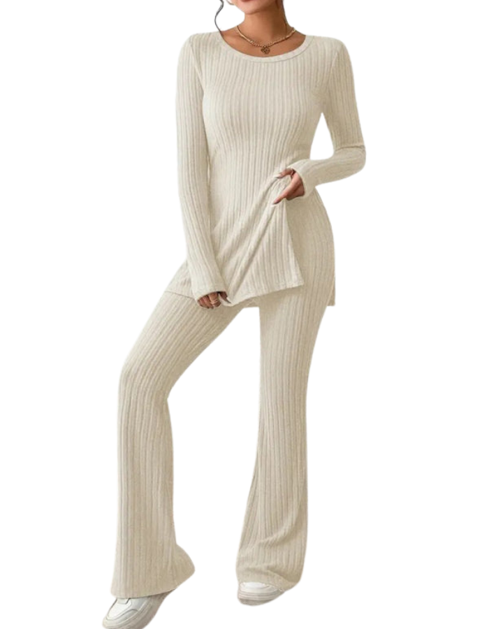 SHOPIQAT Women's Casual Slim Side Slit Knitted Two-Piece Set - Premium  from shopiqat - Just $11.250! Shop now at shopiqat