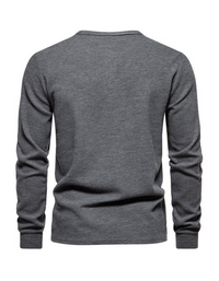 SHOPIQAT Men's Four Button Waffle Henley Neck Long Sleeve T-Shirt - Premium  from shopiqat - Just $8.550! Shop now at shopiqat