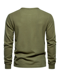 SHOPIQAT Men's Four Button Waffle Henley Neck Long Sleeve T-Shirt - Premium  from shopiqat - Just $8.550! Shop now at shopiqat