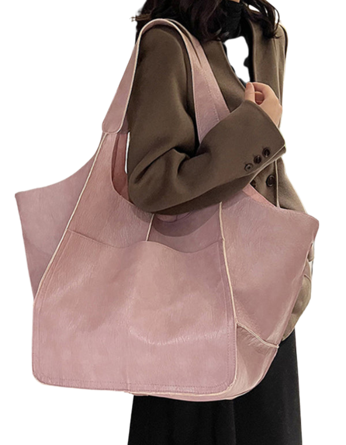 SHOPIQAT Simple Large Soft Leather Large Capacity One Shoulder Portable Tote Bag - Premium  from shopiqat - Just $11.900! Shop now at shopiqat