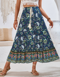 SHOPIQAT New Casual Bohemian Printed Waist Drawstring Skirt - Premium  from shopiqat - Just $8.200! Shop now at shopiqat