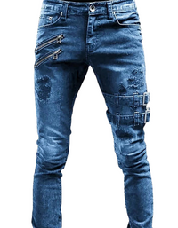 SHOPIQAT Men's Fashion Mid Waist Ripped Slim Jeans - Premium  from shopiqat - Just $11.400! Shop now at shopiqat