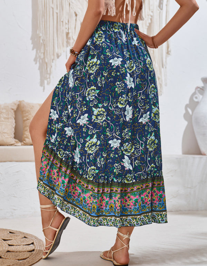 SHOPIQAT New Casual Bohemian Printed Waist Drawstring Skirt - Premium  from shopiqat - Just $8.200! Shop now at shopiqat