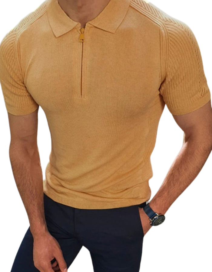 SHOPIQAT Men's New Knitted Sweater Slim Fit Polo Collar Short-Sleeved Top - Premium  from shopiqat - Just $9.500! Shop now at shopiqat