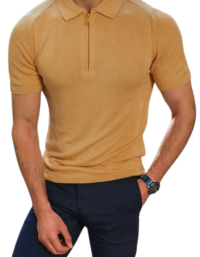 SHOPIQAT Men's New Knitted Sweater Slim Fit Polo Collar Short-Sleeved Top - Premium  from shopiqat - Just $9.500! Shop now at shopiqat