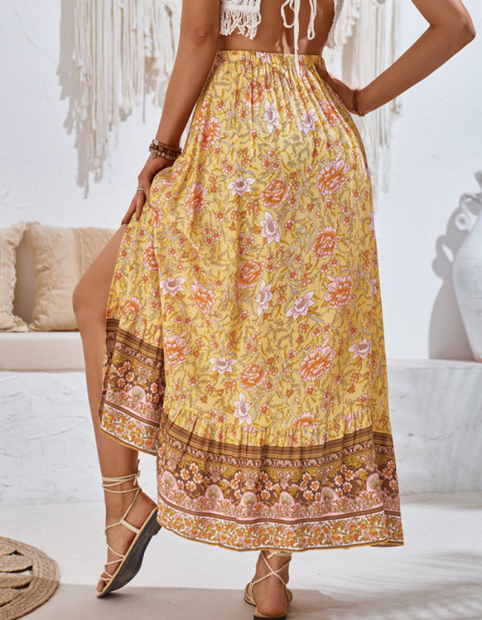 SHOPIQAT New Casual Bohemian Printed Waist Drawstring Skirt - Premium  from shopiqat - Just $8.200! Shop now at shopiqat