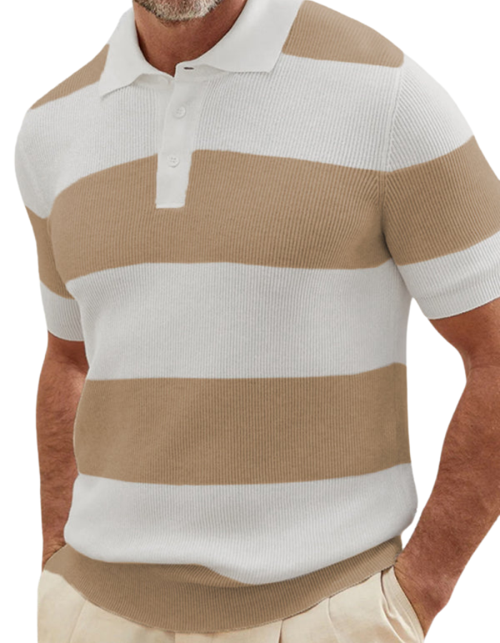 SHOPIQAT Men's Colour Matching Short -Sleeved Lapel Polo Knitwear - Premium  from shopiqat - Just $10.250! Shop now at shopiqat