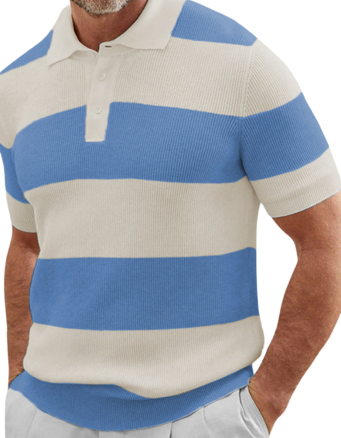 SHOPIQAT Men's Colour Matching Short -Sleeved Lapel Polo Knitwear - Premium  from shopiqat - Just $10.250! Shop now at shopiqat