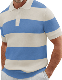 SHOPIQAT Men's Colour Matching Short -Sleeved Lapel Polo Knitwear - Premium  from shopiqat - Just $10.250! Shop now at shopiqat