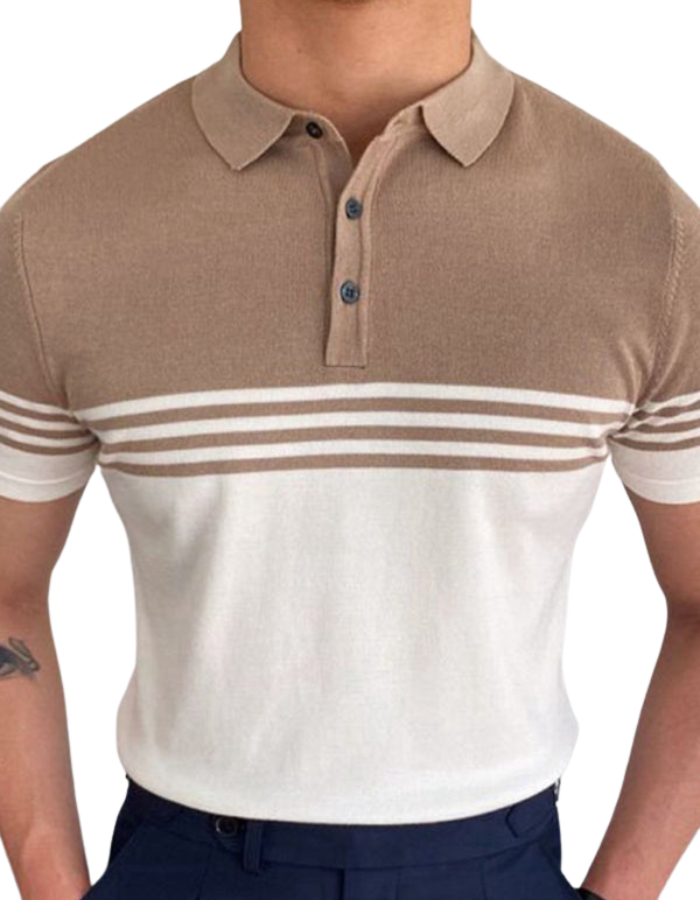 SHOPIQAT New Knitwear Short-Sleeved Colour-Blocking Business Polo Shirt - Premium  from shopiqat - Just $8.900! Shop now at shopiqat