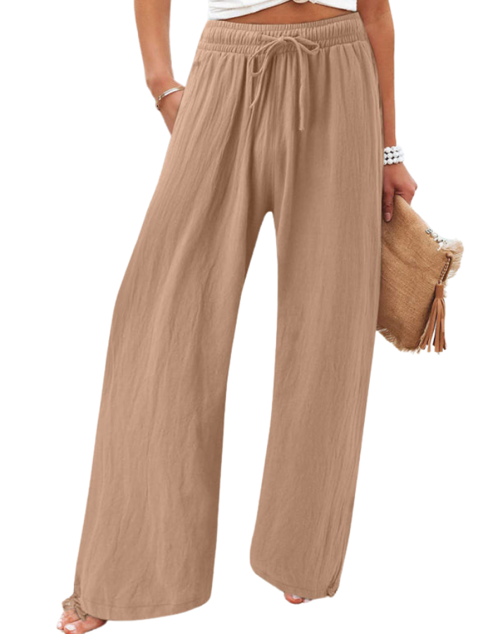 SHOPIQAT Elastic Casual Solid Colour Wide Leg Trousers - Premium  from shopiqat - Just $7.100! Shop now at shopiqat