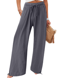 SHOPIQAT Elastic Casual Solid Colour Wide Leg Trousers - Premium  from shopiqat - Just $7.100! Shop now at shopiqat