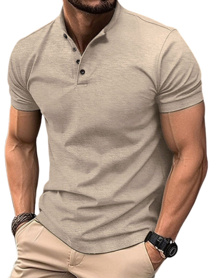 SHOPIQAT New Men's Button Henley Collar Sports Polo Shirt - Premium  from shopiqat - Just $6.800! Shop now at shopiqat