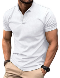 SHOPIQAT New Men's Button Henley Collar Sports Polo Shirt - Premium  from shopiqat - Just $6.800! Shop now at shopiqat