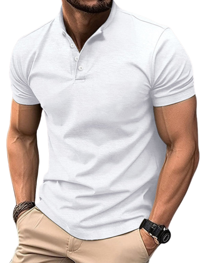 SHOPIQAT New Men's Button Henley Collar Sports Polo Shirt - Premium  from shopiqat - Just $6.800! Shop now at shopiqat