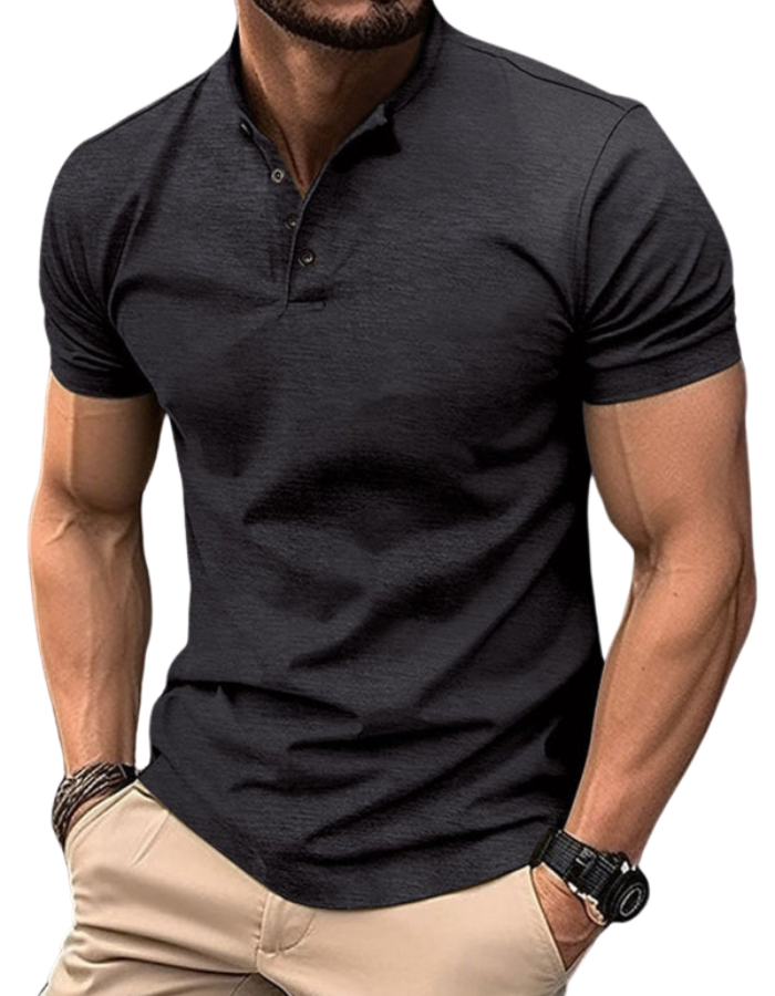 SHOPIQAT New Men's Button Henley Collar Sports Polo Shirt - Premium  from shopiqat - Just $6.800! Shop now at shopiqat