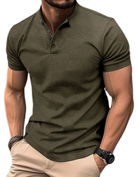 SHOPIQAT New Men's Button Henley Collar Sports Polo Shirt - Premium  from shopiqat - Just $6.800! Shop now at shopiqat