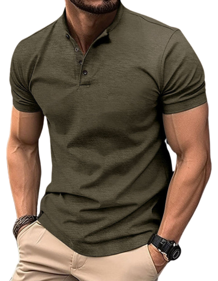 SHOPIQAT New Men's Button Henley Collar Sports Polo Shirt - Premium  from shopiqat - Just $6.800! Shop now at shopiqat