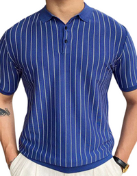 SHOPIQAT Summer New Striped Sweater Short-Sleeved Lapel Business Polo Shirt - Premium  from shopiqat - Just $8.990! Shop now at shopiqat