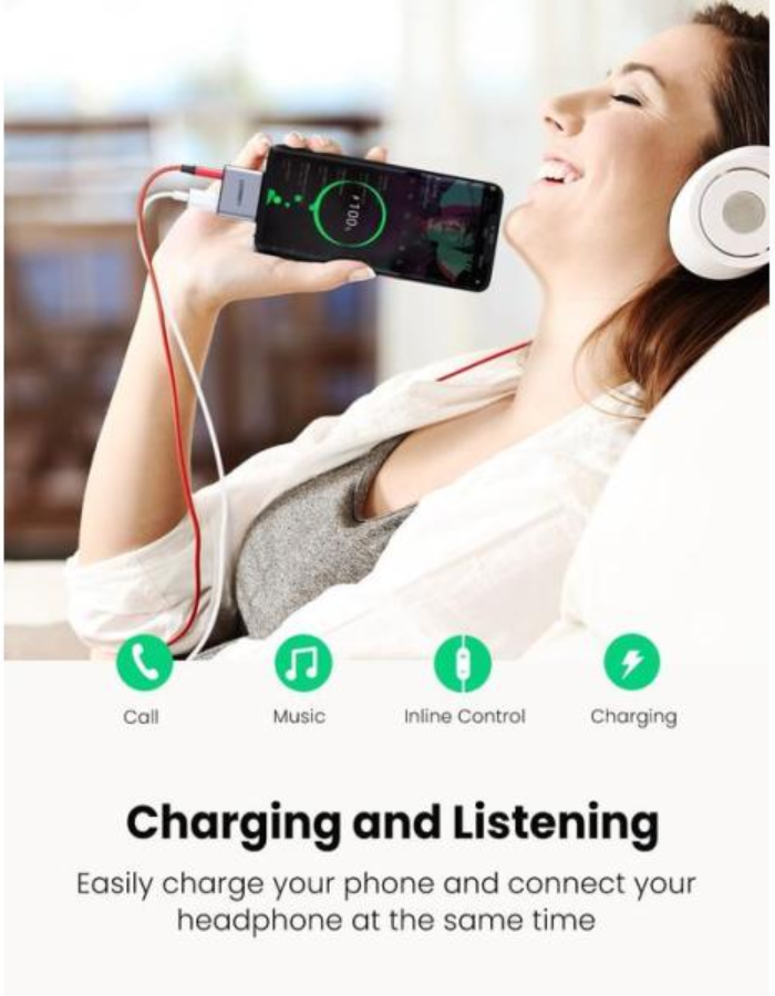 Ugreen Converter USB C to 3.5mm Headphone and Charger Adapter Type C