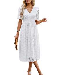 SHOPIQAT New Temperament Elegant Waist V-Neck Lace Dress - Premium Dresses from shopiqat - Just $13.750! Shop now at shopiqat