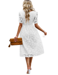 SHOPIQAT New Temperament Elegant Waist V-Neck Lace Dress - Premium Dresses from shopiqat - Just $13.750! Shop now at shopiqat