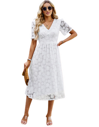 SHOPIQAT New Temperament Elegant Waist V-Neck Lace Dress - Premium Dresses from shopiqat - Just $13.750! Shop now at shopiqat