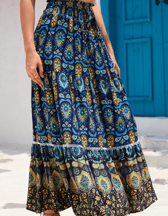 SHOPIQAT New Women's Bohemian Hollow Printed Patchwork Skirt - Premium  from shopiqat - Just $8.600! Shop now at shopiqat