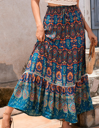 SHOPIQAT New Women's Bohemian Hollow Printed Patchwork Skirt - Premium  from shopiqat - Just $8.600! Shop now at shopiqat