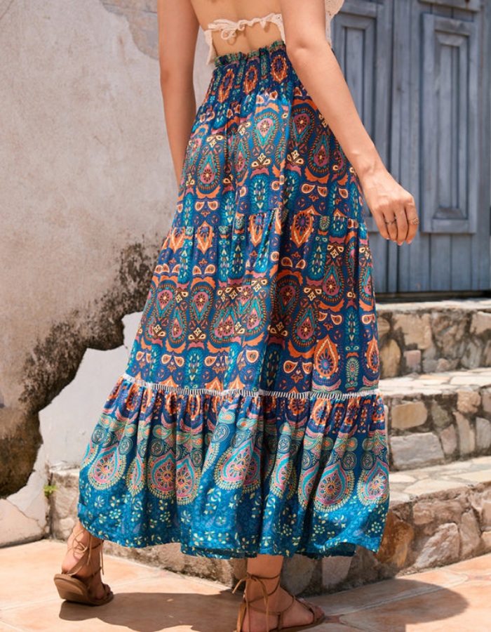 SHOPIQAT New Women's Bohemian Hollow Printed Patchwork Skirt - Premium  from shopiqat - Just $8.600! Shop now at shopiqat