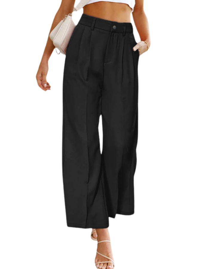 SHOPIQAt Women's Casual Wide Leg Pants High Waist Button Down Trousers With Pockets - Premium  from shopiqat - Just $7.900! Shop now at shopiqat