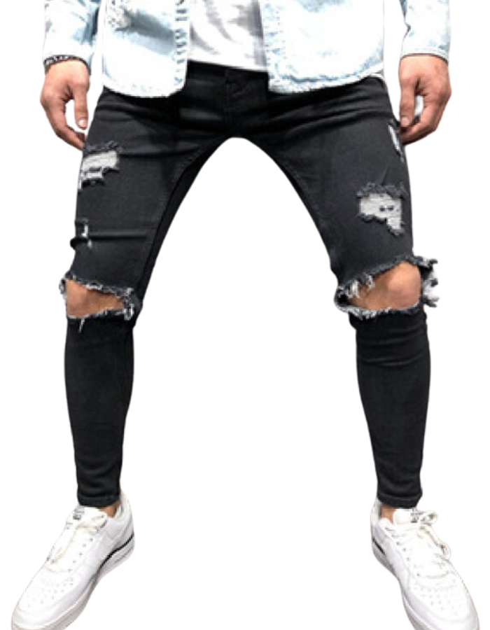 SHOPIQAT Men's Fashion Mid Waist Ripped Slim Jeans - Premium  from shopiqat - Just $10.850! Shop now at shopiqat