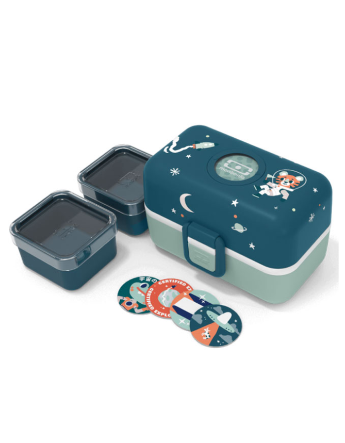 Monbento - MB Tresor Blue Cosmic Bento Lunch Box for Kids - 3 Compartment for School Lunch and Snack Packing