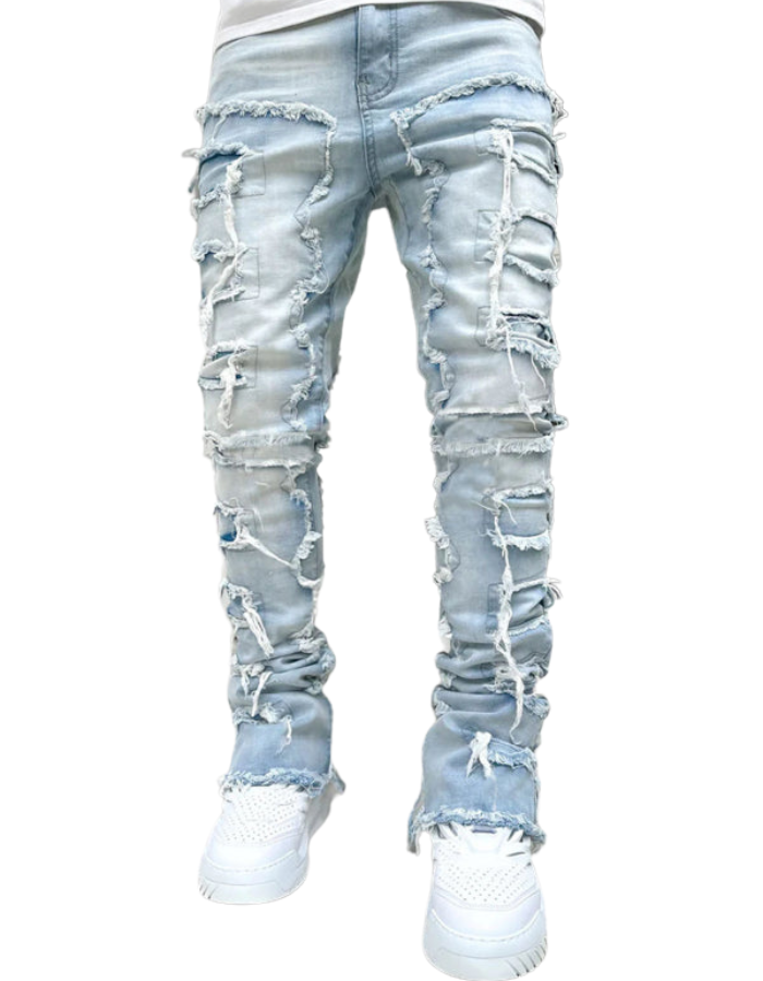 SHOPIQAT Men's New Stretch Patch Denim Straight Pants - Premium  from shopiqat - Just $13.900! Shop now at shopiqat