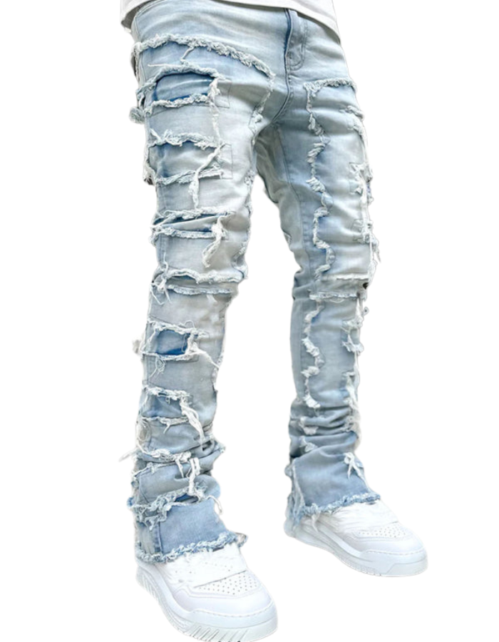 SHOPIQAT Men's New Stretch Patch Denim Straight Pants - Premium  from shopiqat - Just $13.900! Shop now at shopiqat