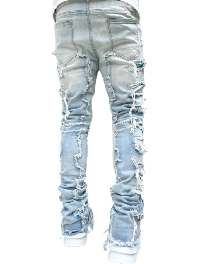 SHOPIQAT Men's New Stretch Patch Denim Straight Pants - Premium  from shopiqat - Just $13.900! Shop now at shopiqat