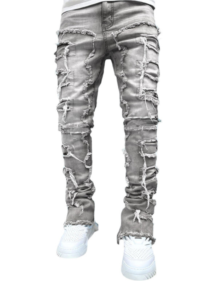 SHOPIQAT Men's New Stretch Patch Denim Straight Pants - Premium  from shopiqat - Just $13.900! Shop now at shopiqat