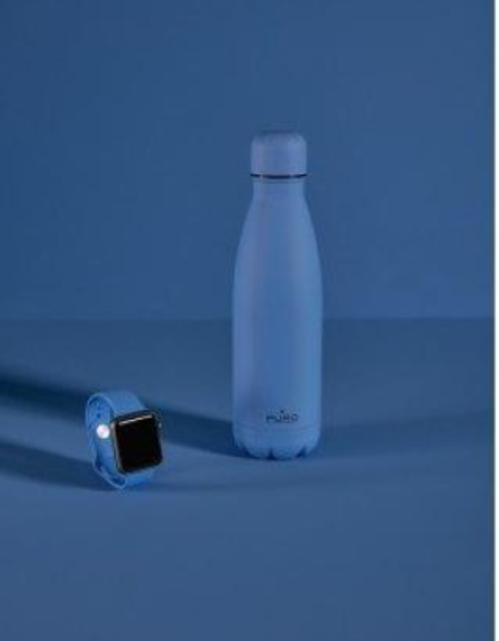 Puro Icon Fluo Stainless Steel Bottle 500ml - Blue