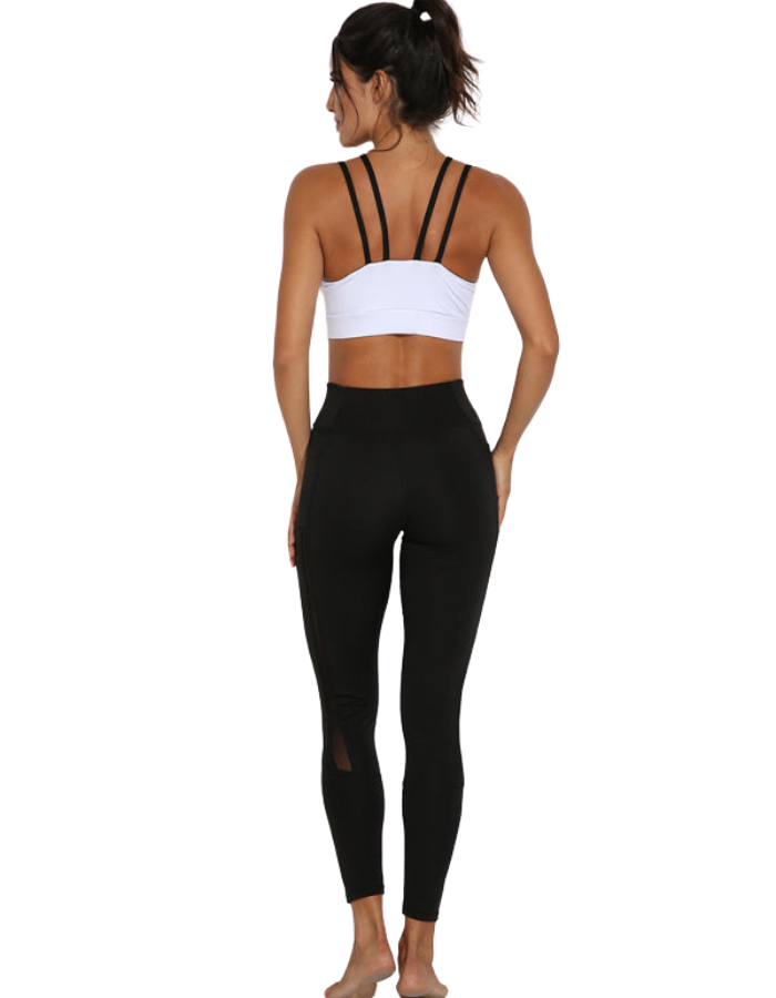 SHOPIQAT New Splicing Mesh Sports Bra Black and White Yoga Fitness Vest with Chest Pad - Premium  from shopiqat - Just $5.250! Shop now at shopiqat