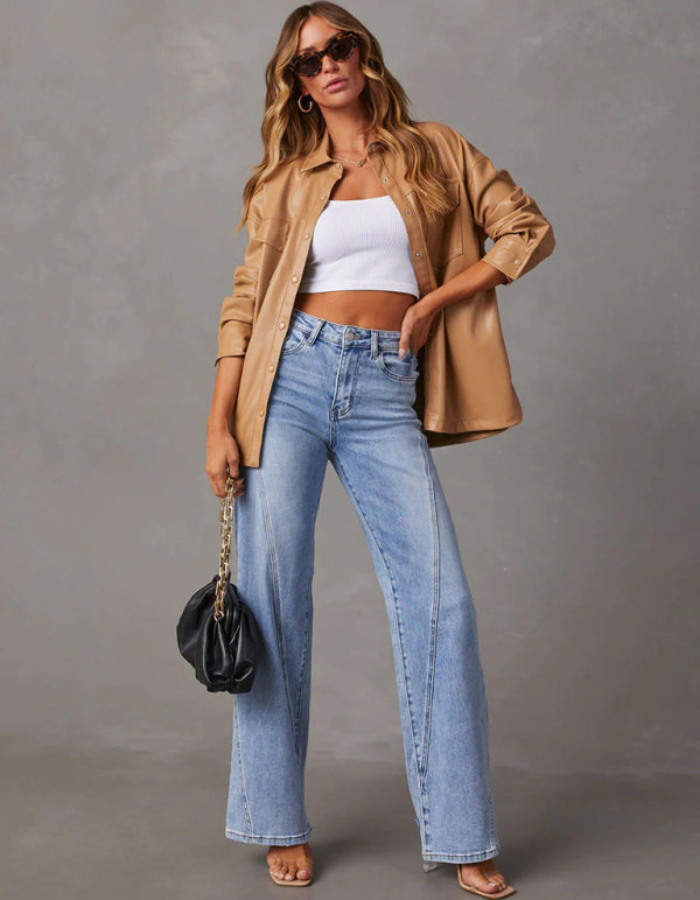 SHOPIQAT New Style Comfortable Casual Loose Spliced Wide Leg Women's Jeans - Premium  from shopiqat - Just $14.700! Shop now at shopiqat