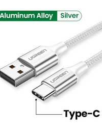 Ugreen USB Type C Cable Nylon Braided 1M - White