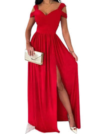 SHOPIQAT Women's Long Dress Printed V-Neck Temperament Sleeveless Slit Dress - Premium  from shopiqat - Just $9.900! Shop now at shopiqat