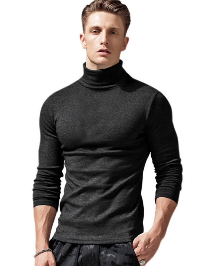 SHOPIQAT Men's Long-Sleeved Solid Colour Turtleneck Bottoming T-Shirt - Premium  from shopiqat - Just $8.800! Shop now at shopiqat