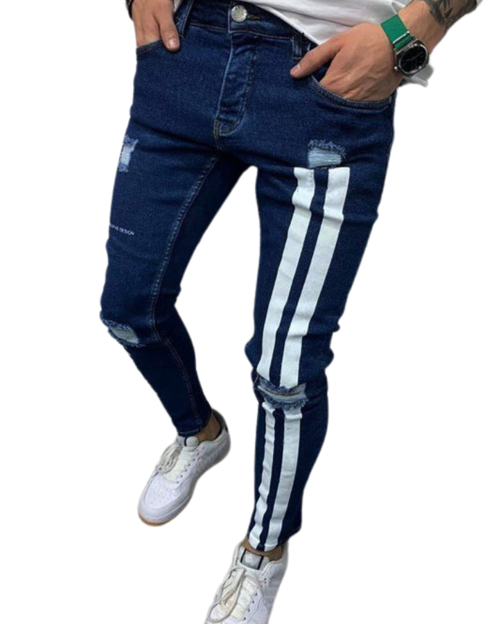 SHOPIQAT Men's Fashion Frayed Slim Fit Long Jeans - Premium  from shopiqat - Just $11.650! Shop now at shopiqat