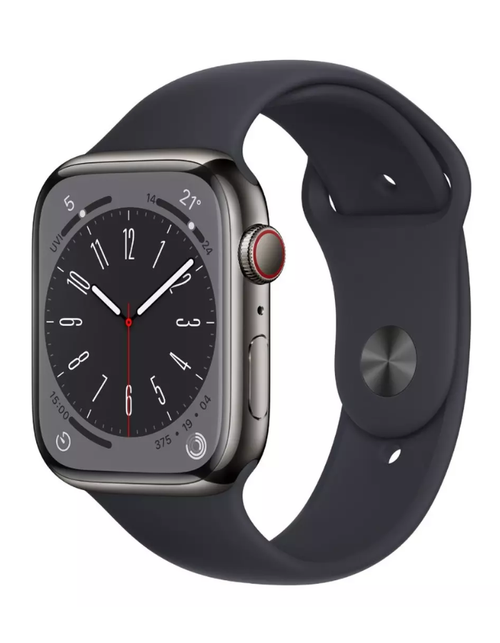 Apple Watch Series 8 GPS + Cellular 41mm Graphite Stainless Steel Case with Midnight Sport Band - Regular