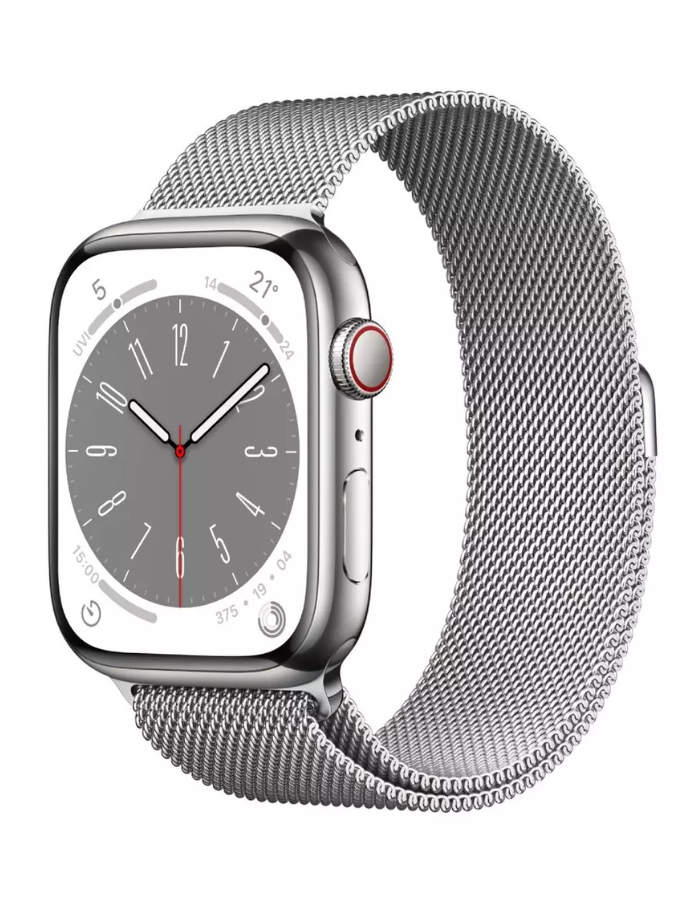 Apple Watch Series 8 GPS + Cellular 45mm Silver Stainless Steel Case with Silver Milanese Loop