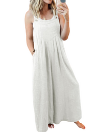 SHOPIQAT Wide Leg Linen Jumpsuit