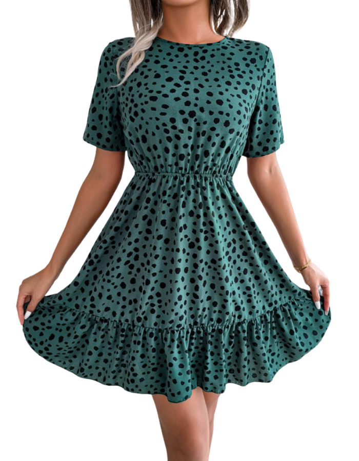 SHOPIQAT New Casual Polka Dot Waist Ruffled Dress - Premium  from shopiqat - Just $7.250! Shop now at shopiqat